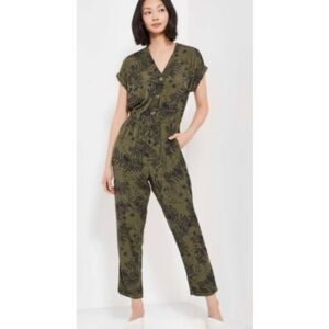 Joe Fresh Green Leaf Print Jumpsuit